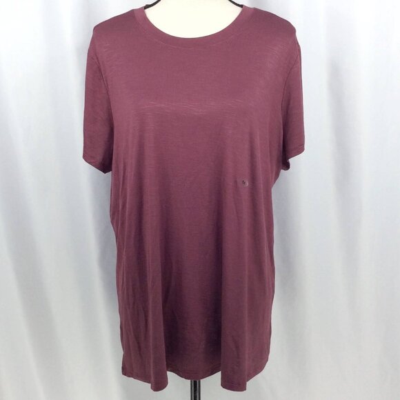 NWT Maurices 24/7 Top Womens Plus Size 1X Mauve Short Sleeve Stretch Slub Knit - Picture 1 of 7